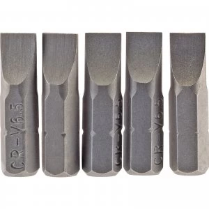 Image of Draper Slotted Screwdriver Bit 6.5mm 25mm Pack of 5