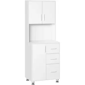 Image of Homcom - Modern Kitchen Storage Cabinet w/ Microwave Area Home Style White