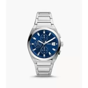 Image of Fossil Mens Everett Chronograph Stainless Steel Watch - Silver