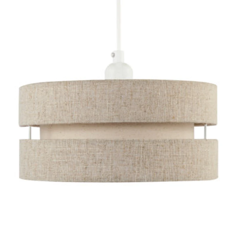 Image of Happy Homewares Modern Natural Textured Oatmeal Linen Triple Tier Pendant Light Shade