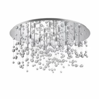 Image of Neve 15 Light Extra Large Glass Bubbles Semi Flush Ceiling Pendant Chrome, G9