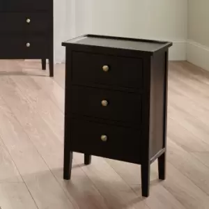 Image of Pacific Chelmsford 3 Drawer Bedside Table, Black Painted Pine Black
