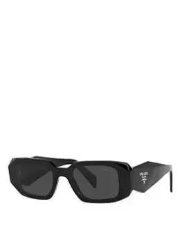 Image of Prada Rectangle Acetate Sunglasses - Black