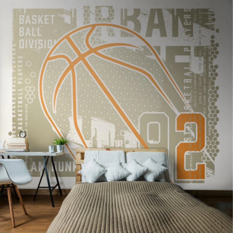 Image of Origin Murals Modern Basketball Grey Paste The Wall Mural 300Cm Wide X 240M High