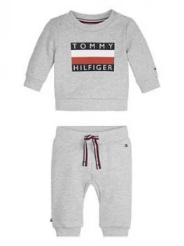 Image of Tommy Hilfiger Baby Boy Flag Tracksuit, Grey, Size 18-24 Months