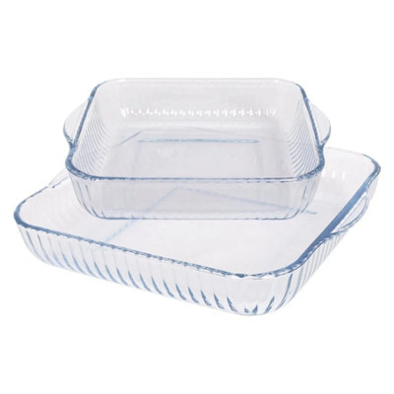 Image of Argon Tableware 2Pc Optical Square Glass Oven Dish Set - 2 Sizes