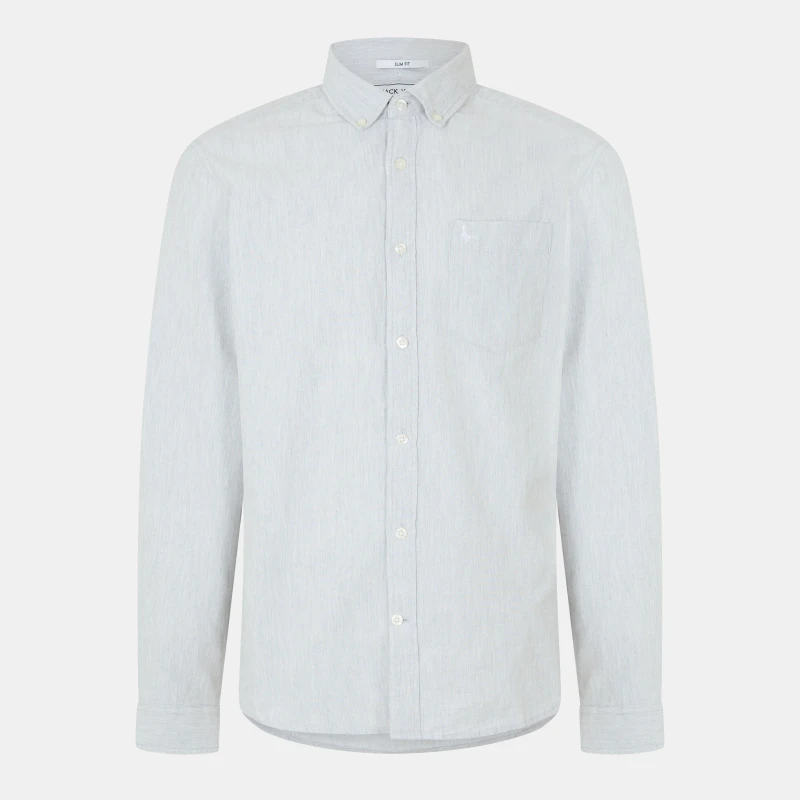 Image of Jack Wills JackWills Wadsworth Oxford Shirt Mens Lt Ash Mrl male XS