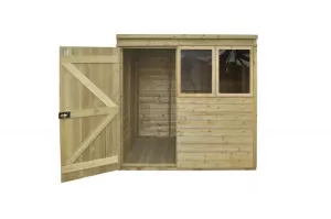 Image of Forest Garden 7 x 5ft Pent Tongue & Groove Pressure Treated Shed with Opening Windows with Assembly