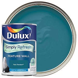 Image of Dulux Simply Refresh Feature Wall Teal Tension Matt Emulsion Paint 1.25L