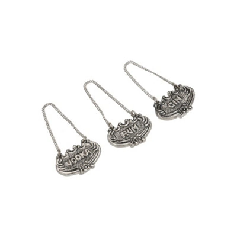 Image of BarCraft BarCraft Antique Finish Decanter Collars, Set of Three, Gift Boxed in Silver Silver One Size Unisex 5057982061432