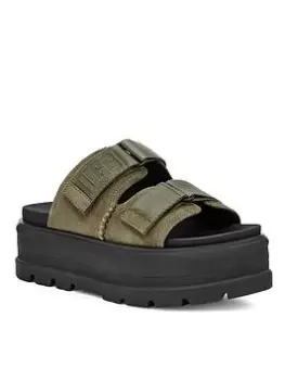 Image of UGG Clem Wedge Sandal - Olive, Burnt Olive Suede, Size 3, Women