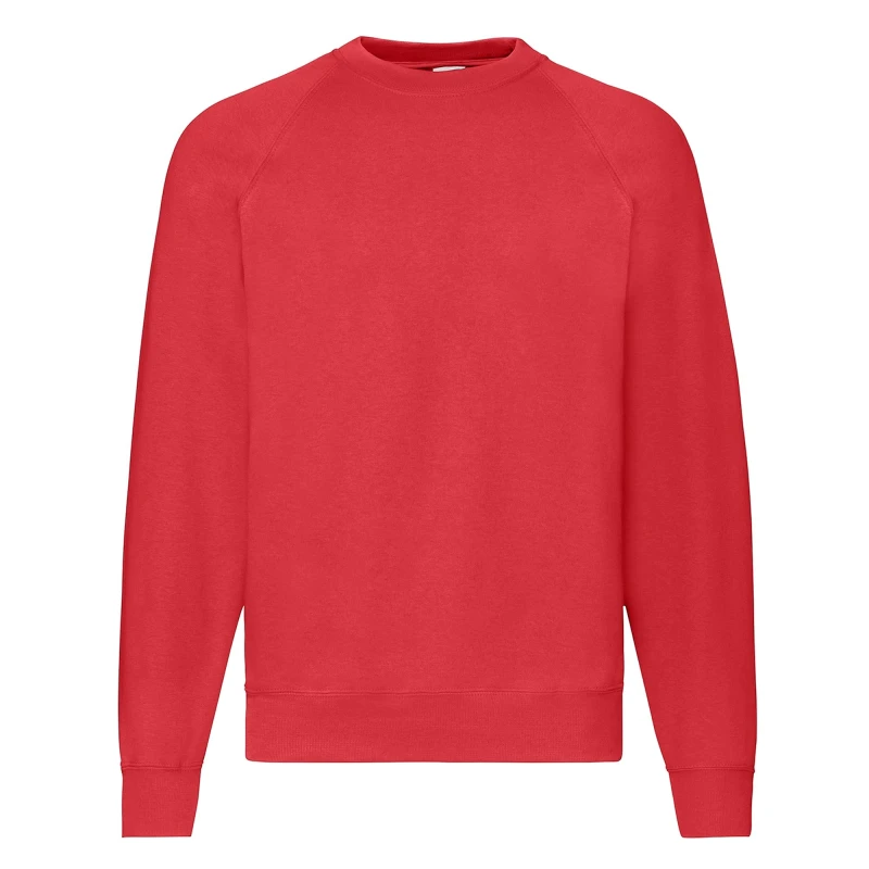Image of Fruit Of The Loom Fruit of the Loom Men Classic 80 20 Raglan Sweatshirt in Red Size: Small Red S Male 5063470709038