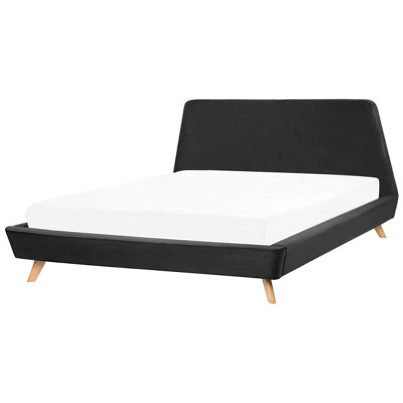Image of Beliani Bed Velvet Vienne 180 X 200 Cm (Eu Super King) Black
