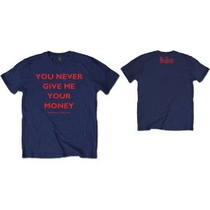 Image of The Beatles - You Never Give Me Your Money Unisex Medium T-Shirt - Blue