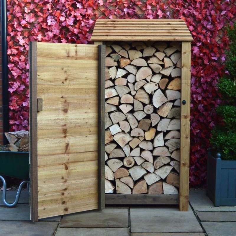 Image of Rutland County Garden Furniture Ltd Burley 6ft Log Store with Doors - L80 x W89.5 x H181cm - Rustic Brown Brown Unisex