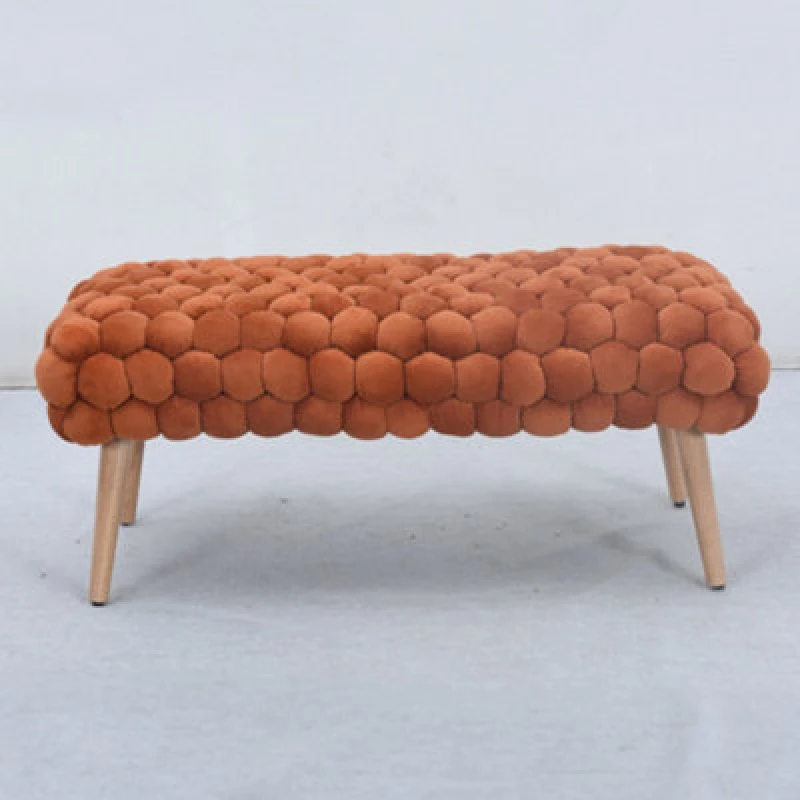 Image of Artemis Home Cushla Bubbly Velvet Large Footstool in Orange Orange Unisex