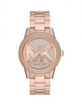 Image of Michael Kors Logo Dial Rose Gold Tone Bracelet