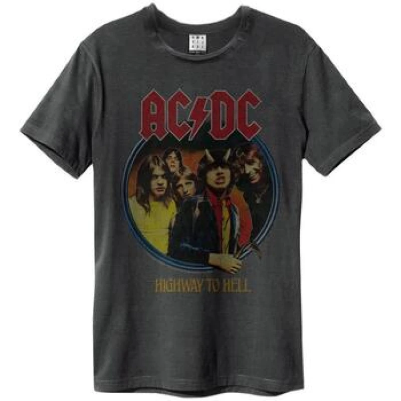 Image of Amplified Amplified Men Highway To Hell AC DC T-Shirt in Charcoal Size: X-Small Charcoal XS Male 5063107999276