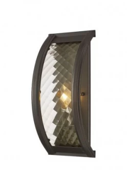 Image of Flush Wall Lamp 1 Light E14 Oiled Bronze, Clear Glass
