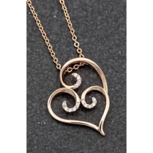 Image of Ornate Rose Gold Plated Pave Swirl Heart Necklace