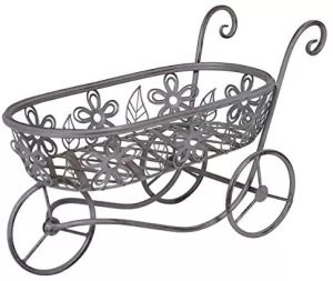 Image of Charles Bentley Iron Decorative Wheelbarrow Planter Ornament - Antique Black