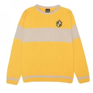 Image of Harry Potter Mens Hufflepuff Quidditch Knitted Jumper (XXL) (Yellow/Grey)