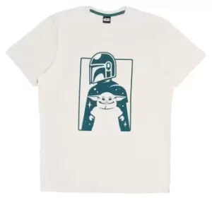 Image of Star Wars: The Mandalorian Mens Mando And Grogu Pyjama Set (L) (Cream/Green)