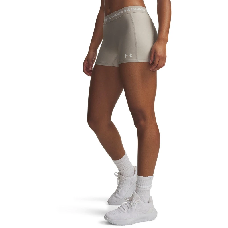 Image of Under Armour Womens Heatgear Performance Gym Shorts Taupe/White female 8 (XS)
