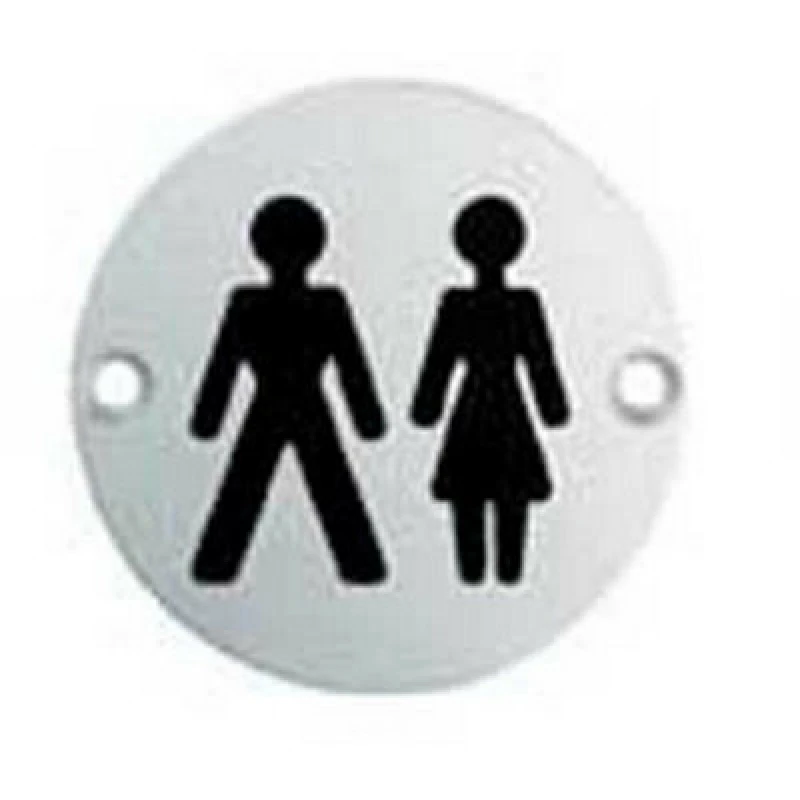 Image of Loops Bathroom Door Unisex Symbol Sign 76mm Diameter Satin Anodised Aluminium Multi