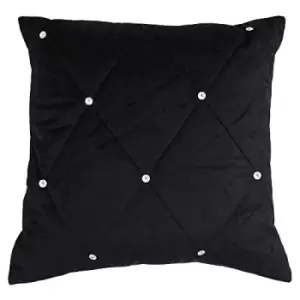 Image of Riva Paoletti New Diamante Cushion Cover (55 x 55cm) (Black)