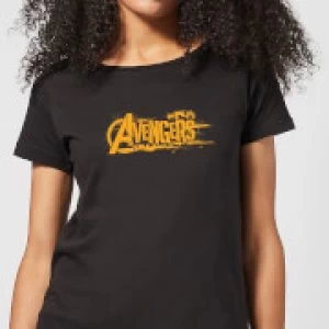 Image of Marvel Avengers Infinity War Orange Logo Womens T-Shirt - Black - M