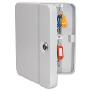 Image of Original Key Cabinet Steel Grey with Lock and Wall Fixings 20 Numbered Hooks