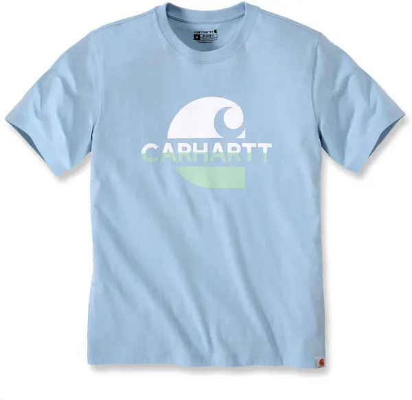 Image of Carhartt Relaxed Fit Heavyweight C Graphic T-Shirt, white-blue, Size S
