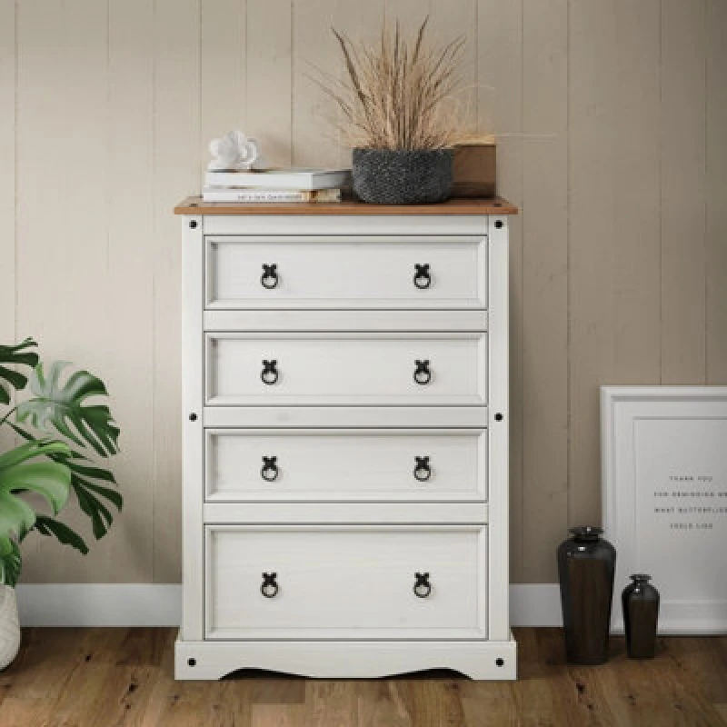 Image of MERCERS FURNITURE Corona White Compact 4 Drawer Chest 5060765292077