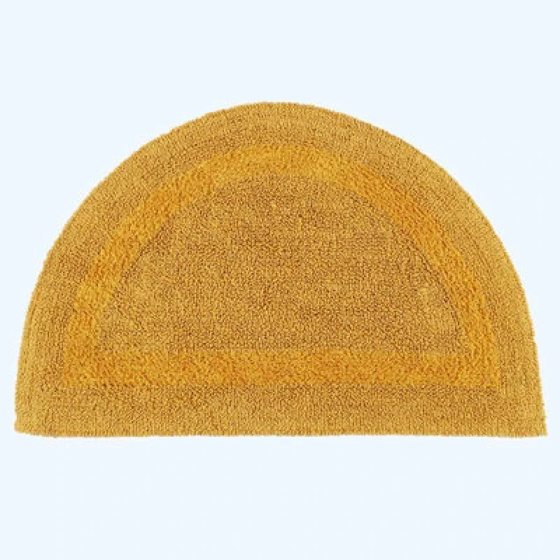 Image of Homescapes Luxury Reversible Semi Circle Bath Mat - Mustard Yellow
