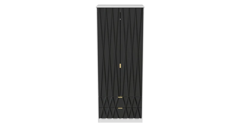 Image of Dallas 2 Door 2 Drawer Wardrobe In Deep Black & White (Ready Assembled)