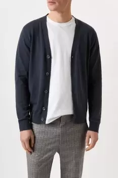 Image of Cotton Rich Petrol Blue Knitted Cardigan