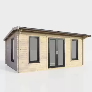 Image of Power 18' x 10' Apex Log Cabin - Central Doors