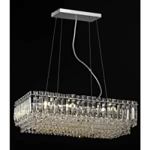 Image of Impex Alvery 8 Light Polished Chrome Rectangular Ceiling Clear Crystal