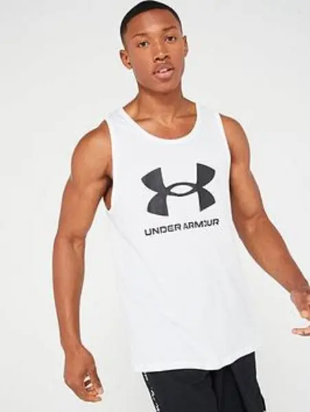 Image of Under Armour Mens Training Sportstyle Logo Tank - White/Black