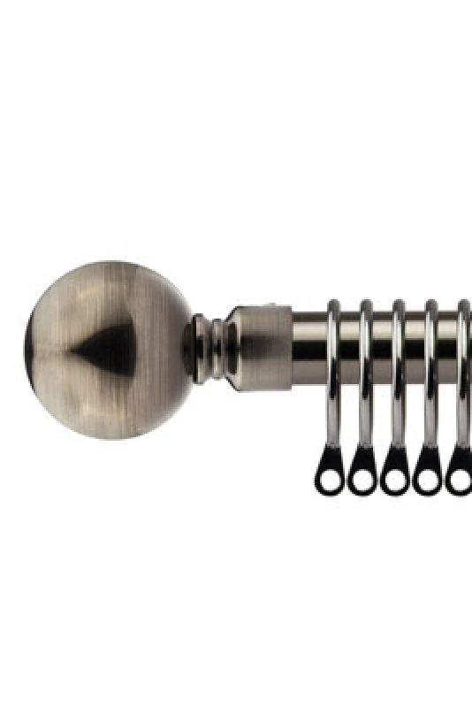 Image of 16-19mm Sphere Extendable Metal Curtain Pole Set Black Silk 160-300Cm