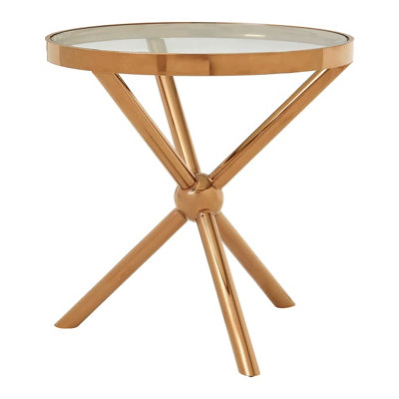 Image of Premier Housewares Durable Round Rose Gold Side Table, Elegant Small Lounge Table For Tea, Stainless Steel Base Bedside Table Gold
