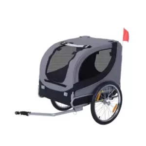 Image of PawHut Pet Steel Bicycle Trailer for Dogs / Bike Carrier and Water Resistant - Grey & Black