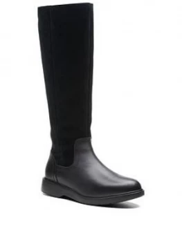 Image of Clarks Unstructured Un Elda Knee High Boot - Black
