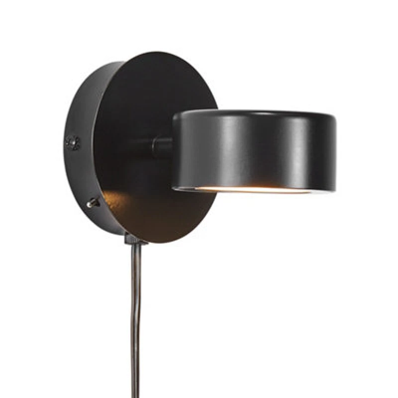Image of Nordlux Clyde Metal Wall Light Black,plug In Or Mains Led