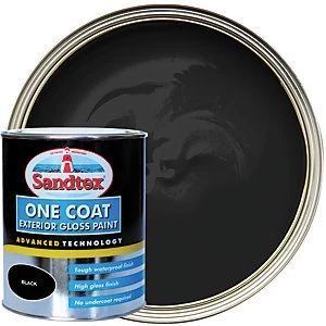 Image of Sandtex One Coat Exterior Gloss Paint - Black 750ml