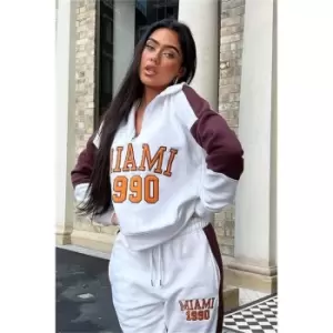 Image of I Saw It First White Varsity Miami 1990 Slogan Colour Block Joggers - White