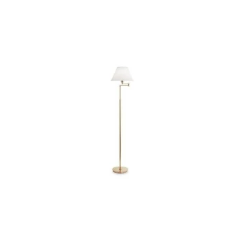 Image of Ideal Lux Beverly - 1 Light Adjustable Floor Lamp White, Satin Gold with Shade, E27