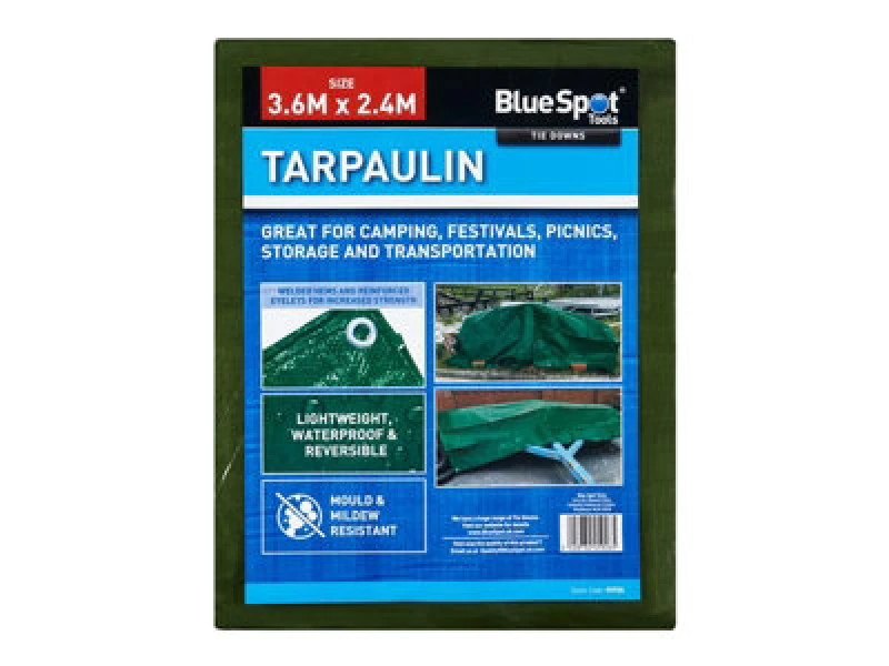 Image of Bluespot Tools 45926 Green Tarpaulin 3.6 X 2.4M B/s45926