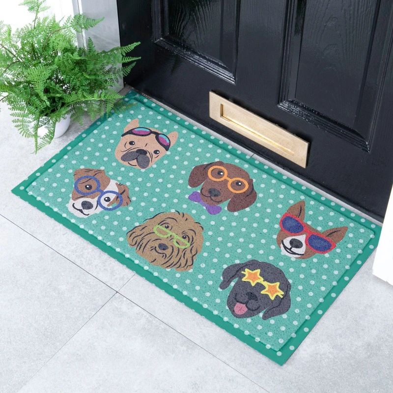 Image of Native Natural Dogs On Polka Dots Doormat (70 X 40Cm)
